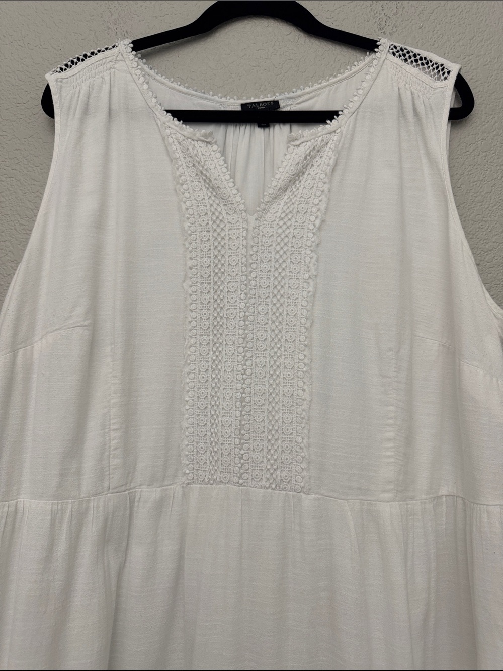 Talbots Woman Maxi Dress White Sleeveless Eyelet Cotton Boho Peasant Size 20W - Picture 2 of 16
